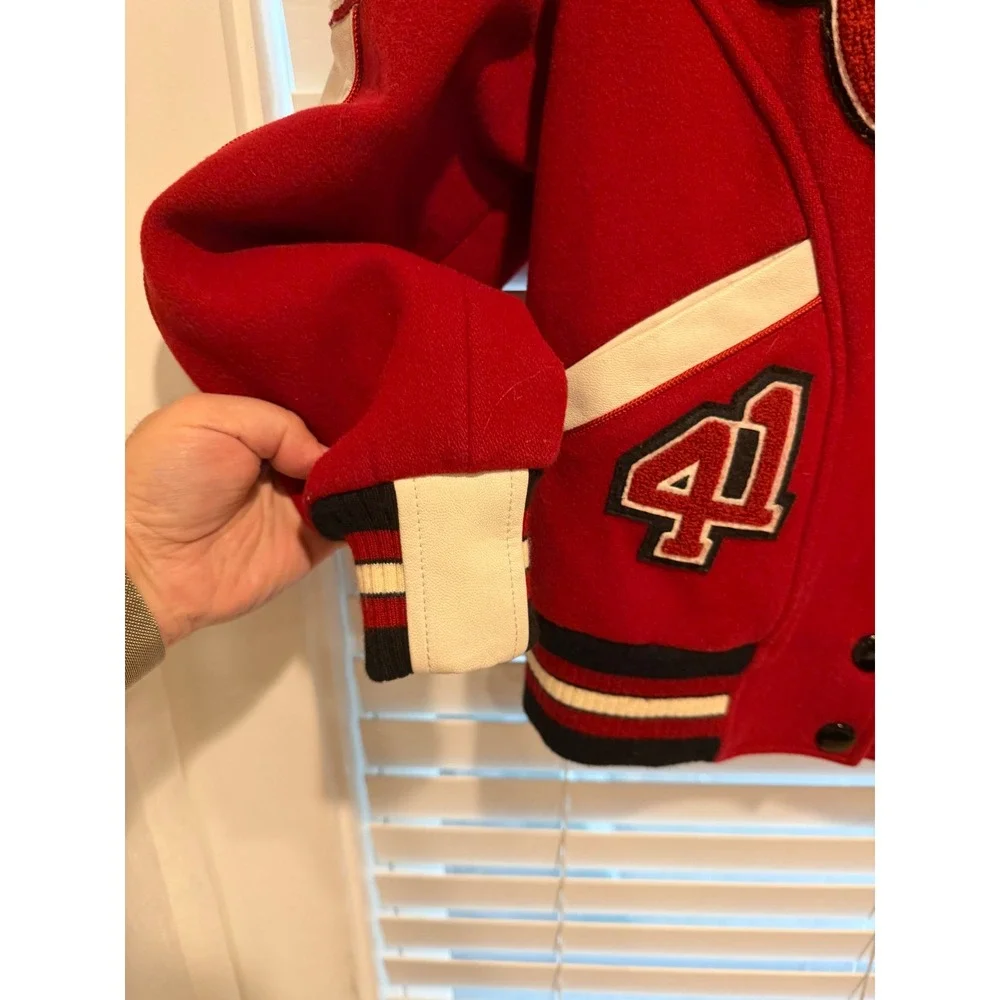 Coach New York Womens Red Wool Goat Leather Varsity Letterman Jacket F20496 S - Picture 5 of 9